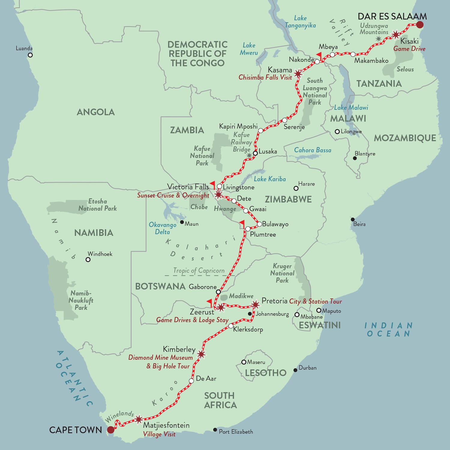 Tazara Railway Route Map Dar Es Salaam - Rovos Rail