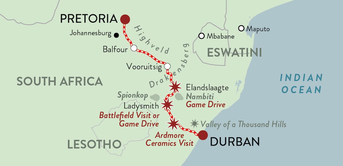 tour durban 2023 route map